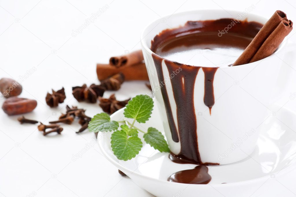 Hot chocolate with mint