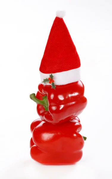 Rote Paprika mit Weihnachtsmann — Stockfoto