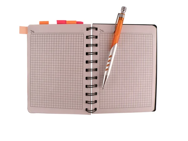 Aperto notebook isolato su bianco — Foto Stock