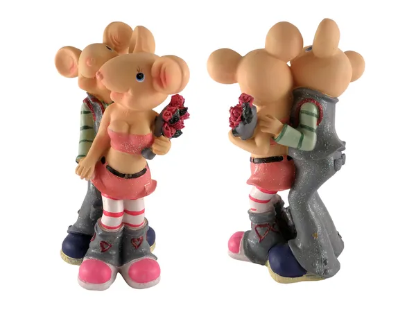 Figurine of couple enamoured mouse — Stock Photo, Image
