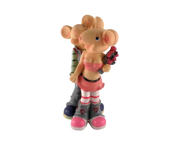 Figurine of couple enamoured mouse — Stock Photo, Image