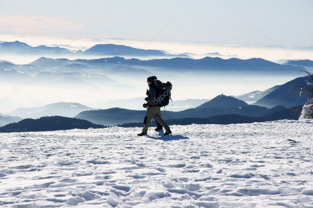 Winter trekking in the alps