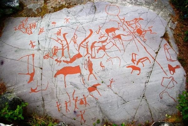 Antica scultura rupestre in Alta, Norvegia — Foto Stock