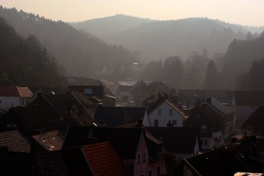 Morning in old German town clipart