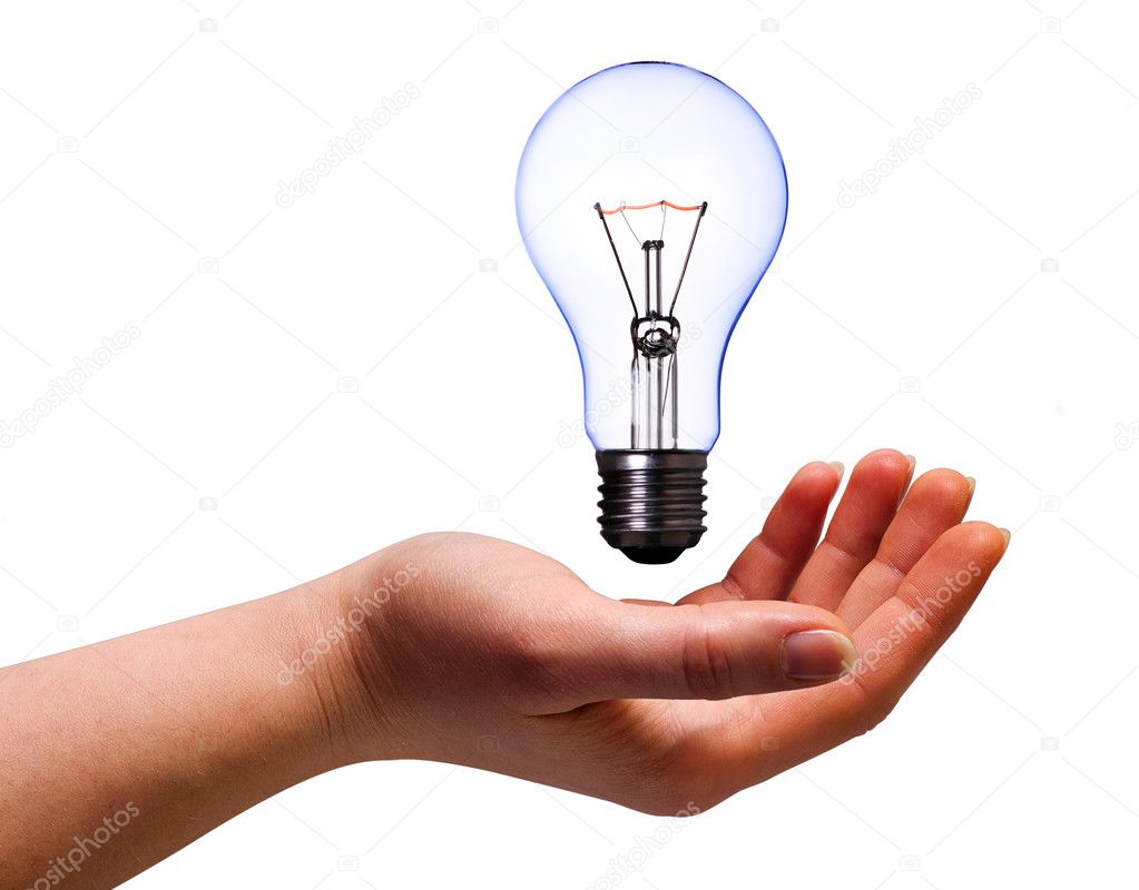 Hand with lamp bulb — Stock Photo © nrey_ad 1052267