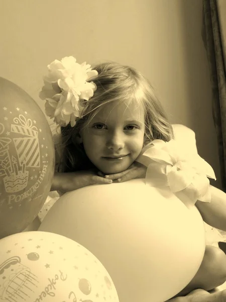 stock image Portrait of a little girl in retro style