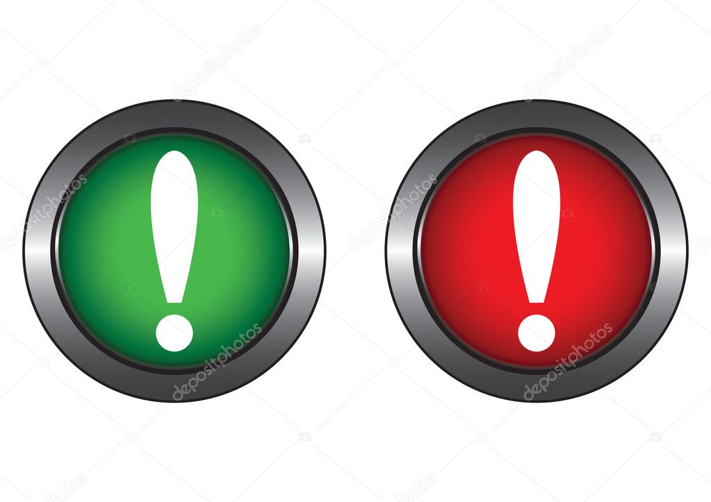 Red and green button with an exclamation