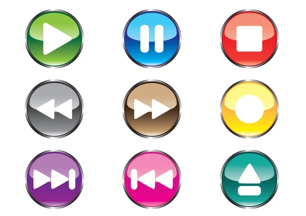 Neuf boutons pour lecteur — Image vectorielle