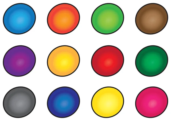 Twaalf kleurrijke knoppen — Stockvector