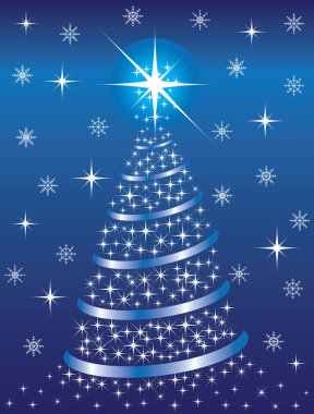 Blue background with a Christmas fir clipart