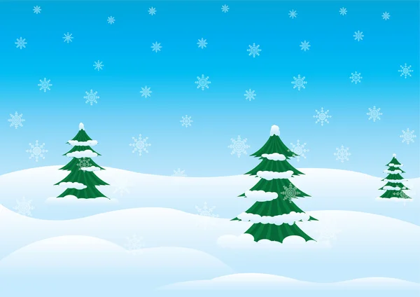Winter landscape with fir — Stock Vector