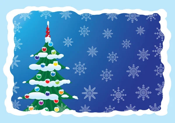 Képeslap-karácsonyfa és sn — Stock Vector