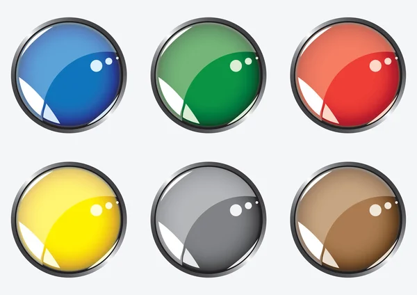 Six boutons brillants — Image vectorielle