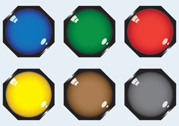 Six boutons octogonaux — Image vectorielle
