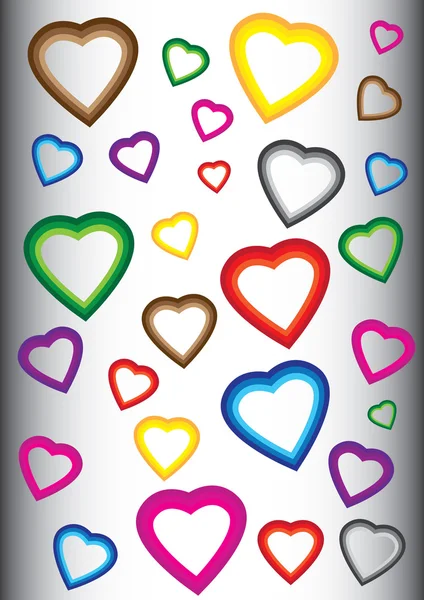 Arrière-plan avec des cœurs colorés — Image vectorielle