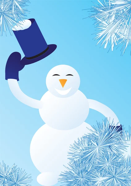 Vrolijke sneeuwpop — Stockvector