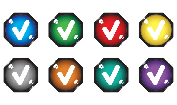 Onay işaretli ile sekiz düğmeleri — Stok Vektör