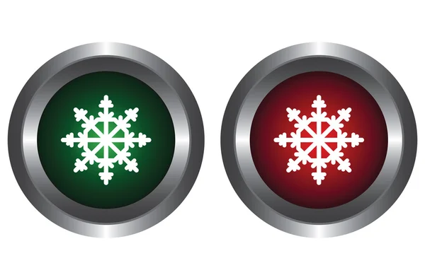 Δύο κουμπιά με νιφάδες χιονιού — Stock vektor