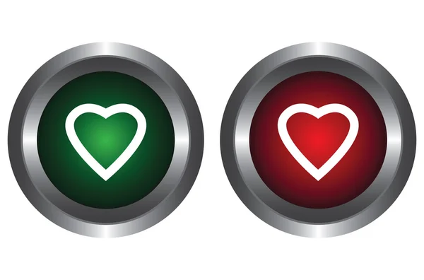 Two buttons with hearts — Stock Vector