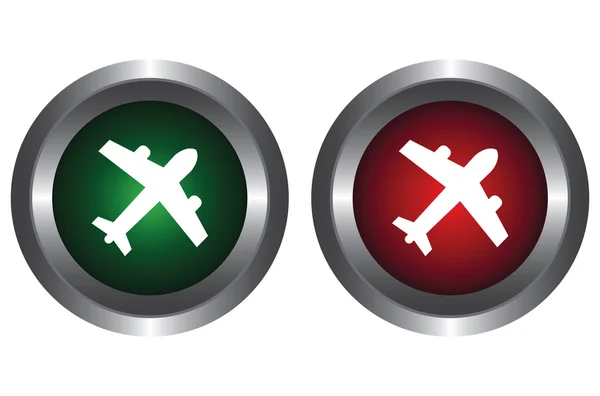 Two buttons with the plane — Stock Vector