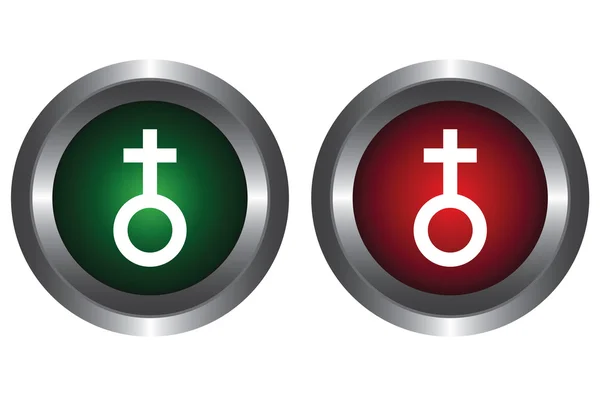 Deux boutons avec le symbole de Vénus — Image vectorielle