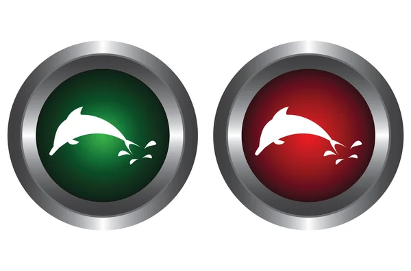 Two buttons with a dolphin — Stock Vector