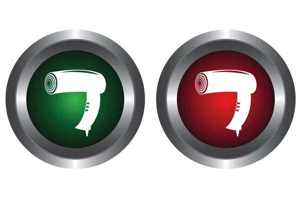 Deux boutons avec sèche-cheveux — Image vectorielle