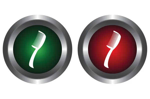 Dois botões com um pente —  Vetores de Stock