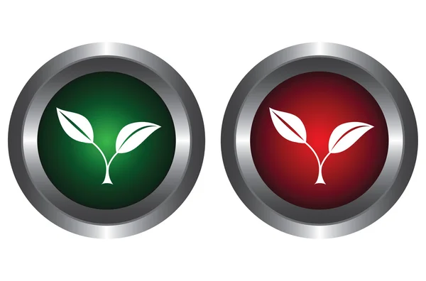 Due pulsanti con piante — Vettoriale Stock