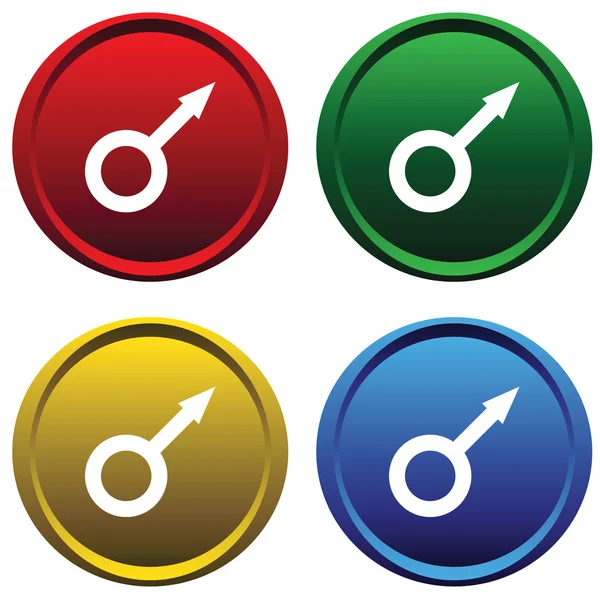 Plast knappar med symbolen för mars — Stock vektor