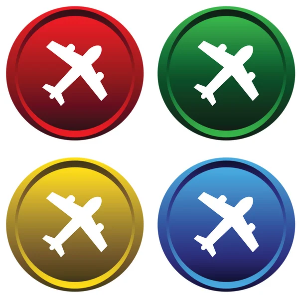 Plastic buttons with the plane — Stock Vector