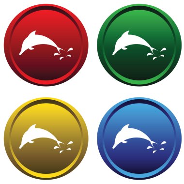 Plastic buttons with a dolphin clipart