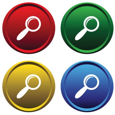 Plastic buttons with a magnifying glass clipart