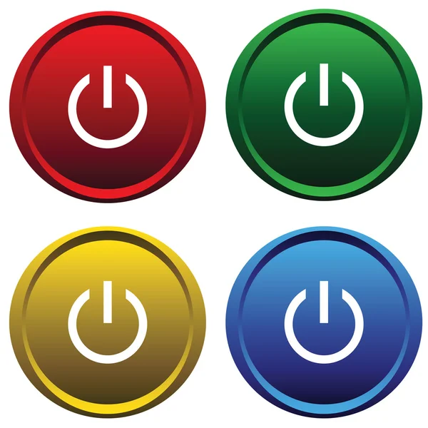 Quattro pulsanti con simbolo di alimentazione — Vettoriale Stock
