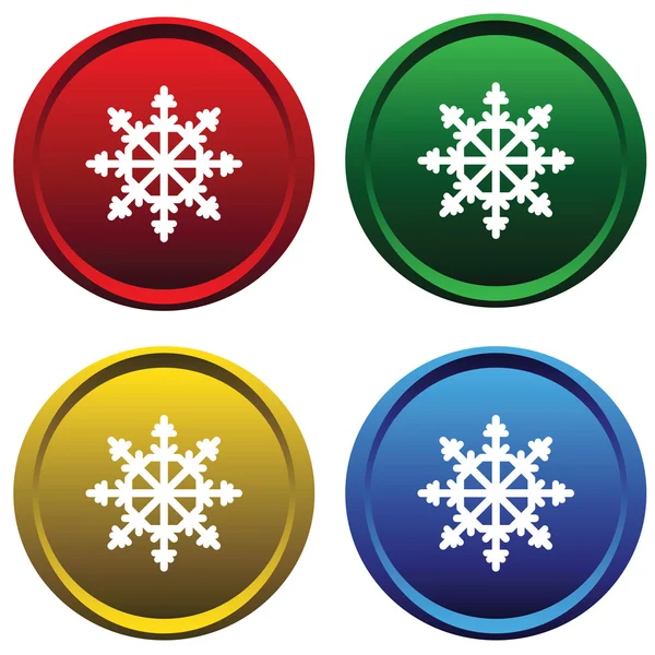 Four buttons with a snowflakes — Stock Vector