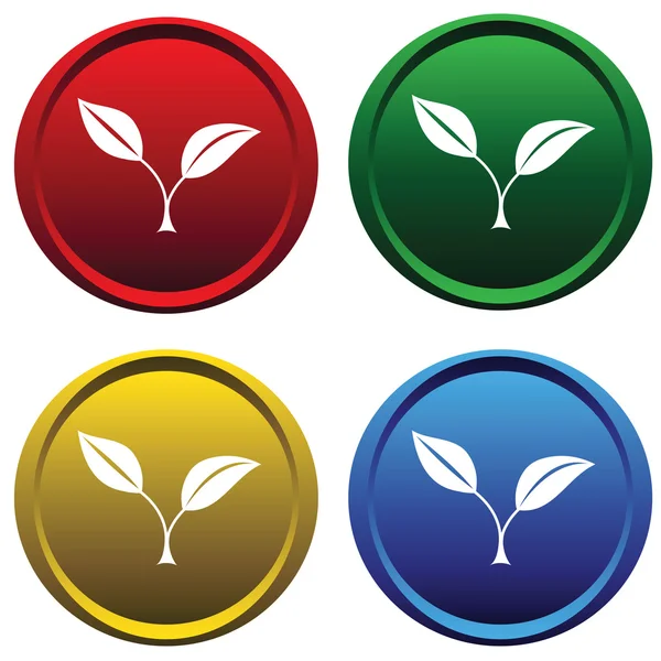 Quattro pulsanti con piante — Vettoriale Stock