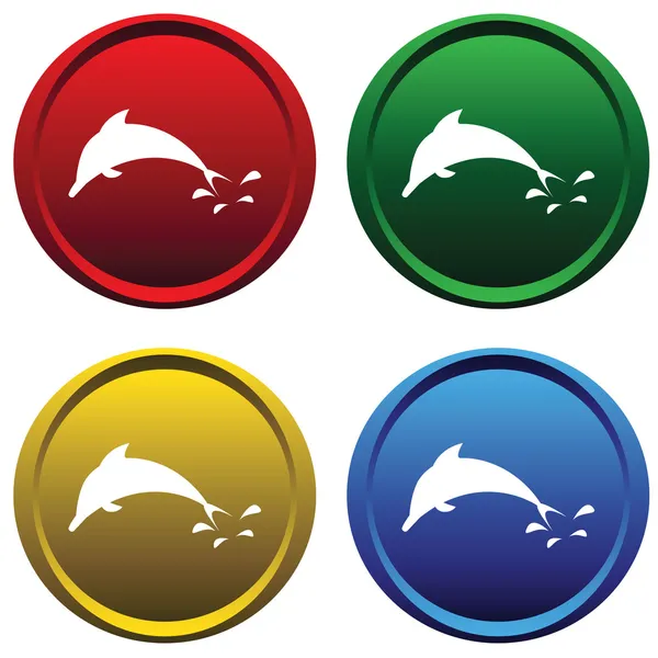 Plastic buttons with a dolphin — Stock Vector