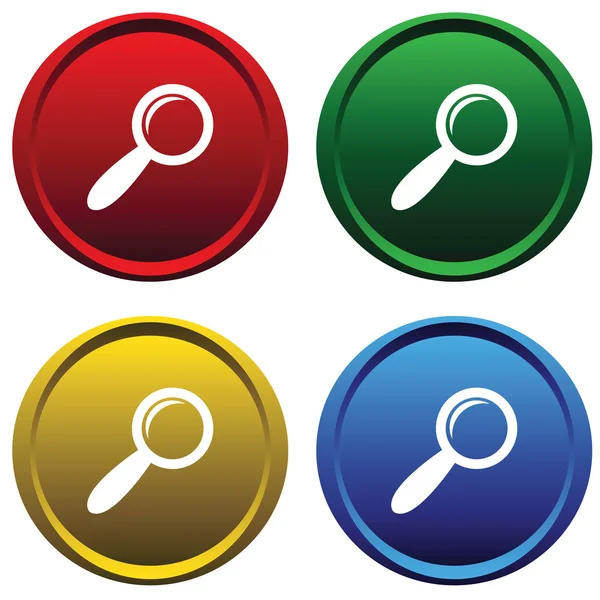 Plastic buttons with a magnifying glass — Stock Vector