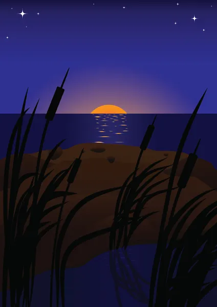 Coucher de soleil sur le lac — Image vectorielle