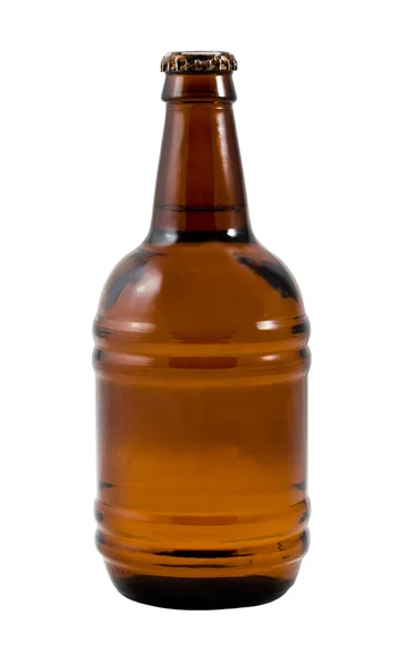 Uma garrafa de cerveja no fundo branco — Fotografia de Stock