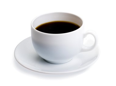 A cup of coffee carved on a white backgr clipart