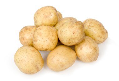 beyaz zemin üzerine birkaç patates. Isola