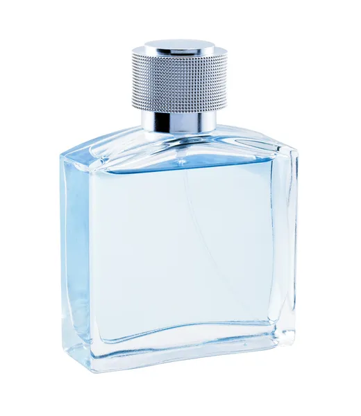 Perfume. Botella spray color azul —  Fotos de Stock