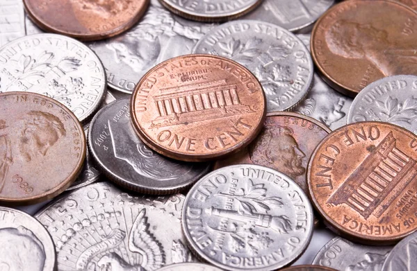 Amerykańskie monety tło — Zdjęcie stockowe