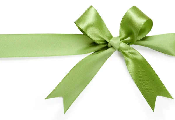 Beautiful green bow on white background — Stock Photo, Image