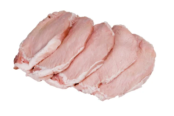 白い背景の上に新鮮な肉の部分 — ストック写真