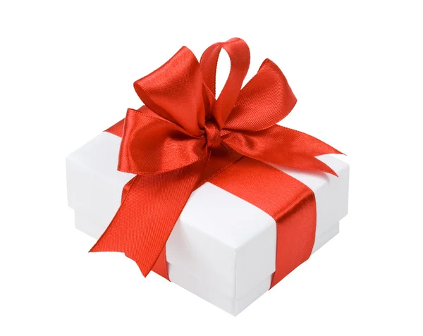 White box, bow and ribbon — Stock Photo, Image