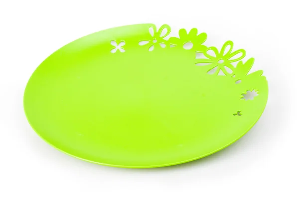녹색 플라스틱 접시 — 스톡 사진