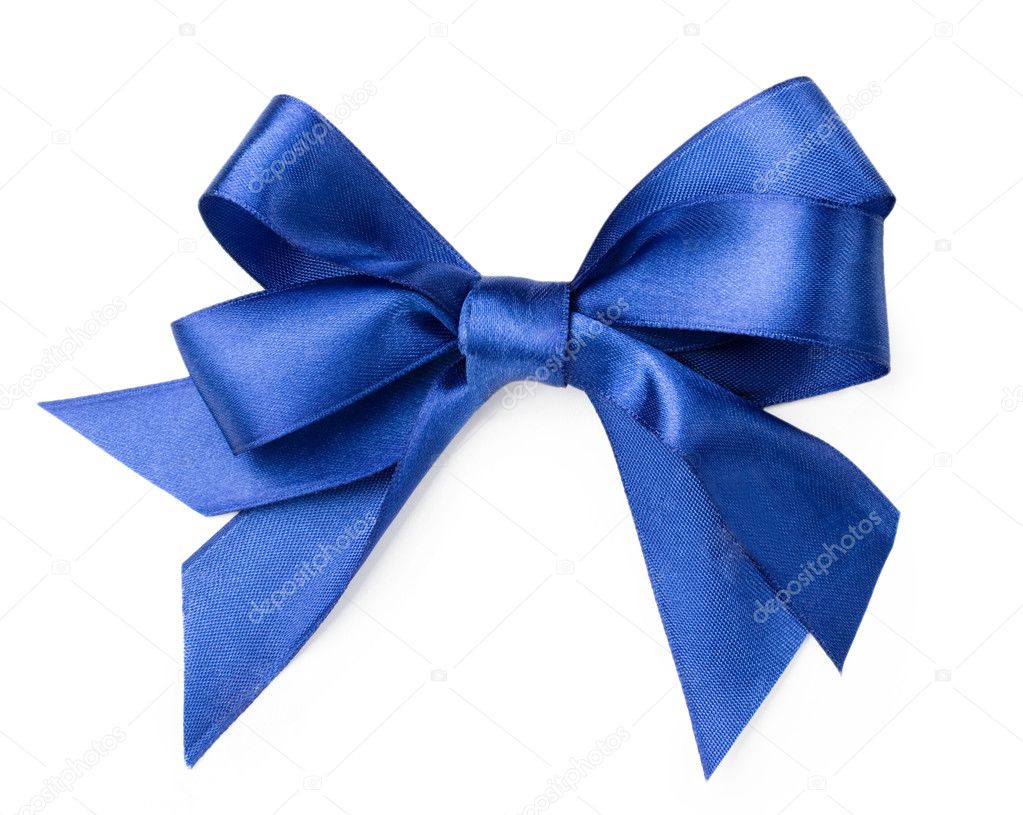 Beautiful blue bow on white background