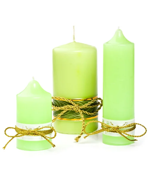Kaarsen met een gouden lint — Stockfoto